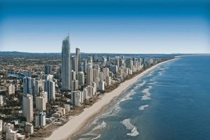 Arial view of the Gold Coast city and beach