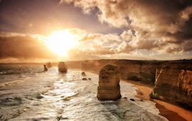 12 Apostles in Victoria at sunset with clouds